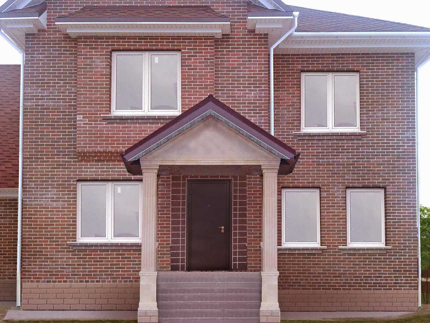 Одноэтажные дома из коричневого кирпича –37 фото