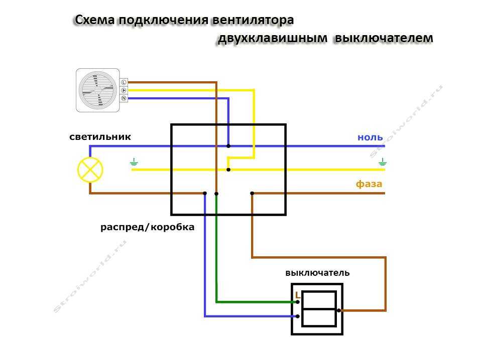 Как подключить вентилятор в ванной комнате к выключателю