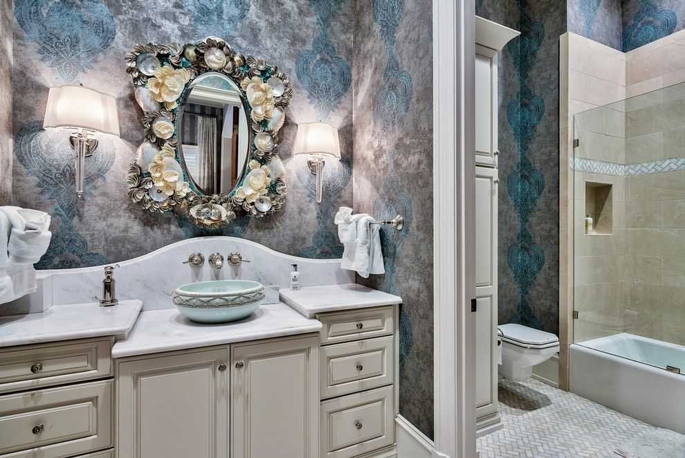 Обои для ванной комнаты: моющиеся, жидкие, самоклеющиеся / zonavannoi.ru