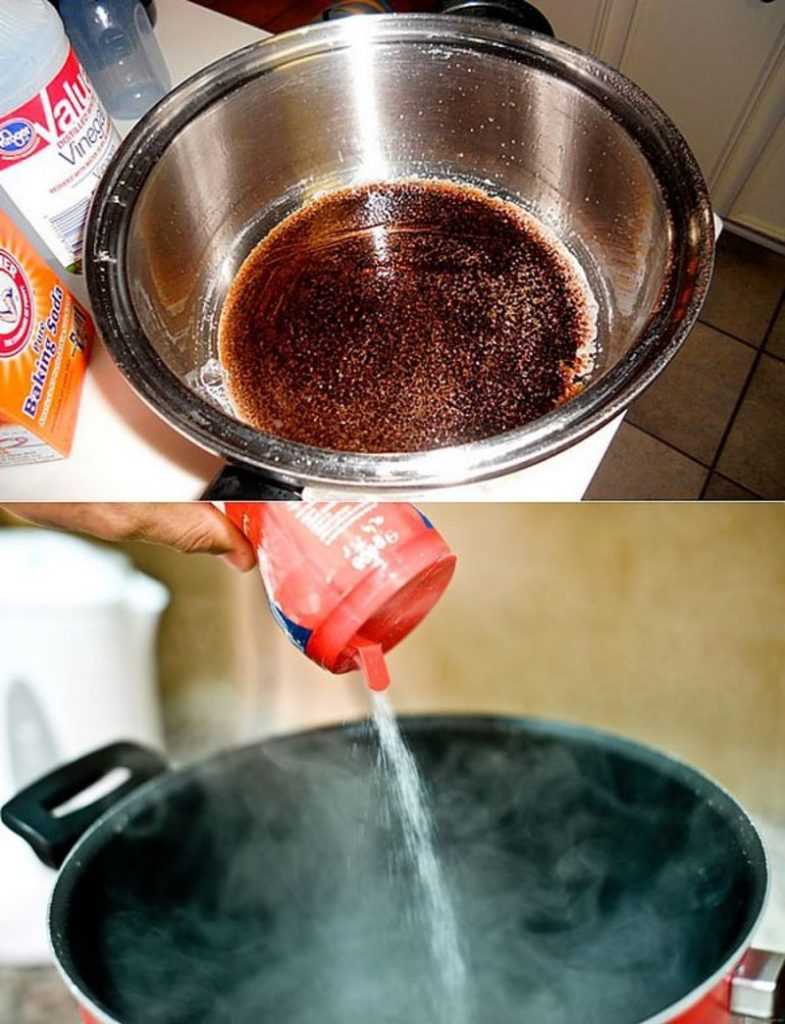 Как очистить пригоревшую эмалированную кастрюлю от нагара?