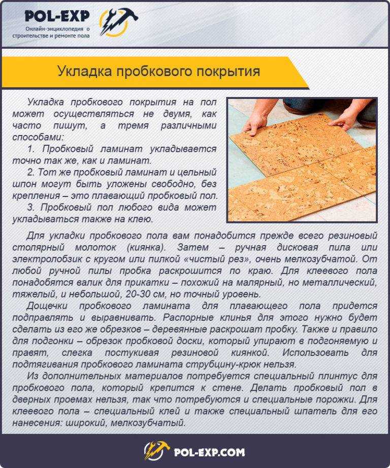 Укладка замковых пробковых полов